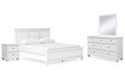 Fortman California King Panel Bed with Mirrored Dresser and Nightstand