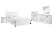 Fortman King Panel Bed with Mirrored Dresser, Chest and Nightstand