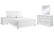 Fortman King Panel Bed with Mirrored Dresser and Nightstand