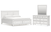 Fortman California King Panel Storage Bed, Dresser and Mirror
