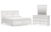 Fortman King Panel Storage Bed with Mirrored Dresser