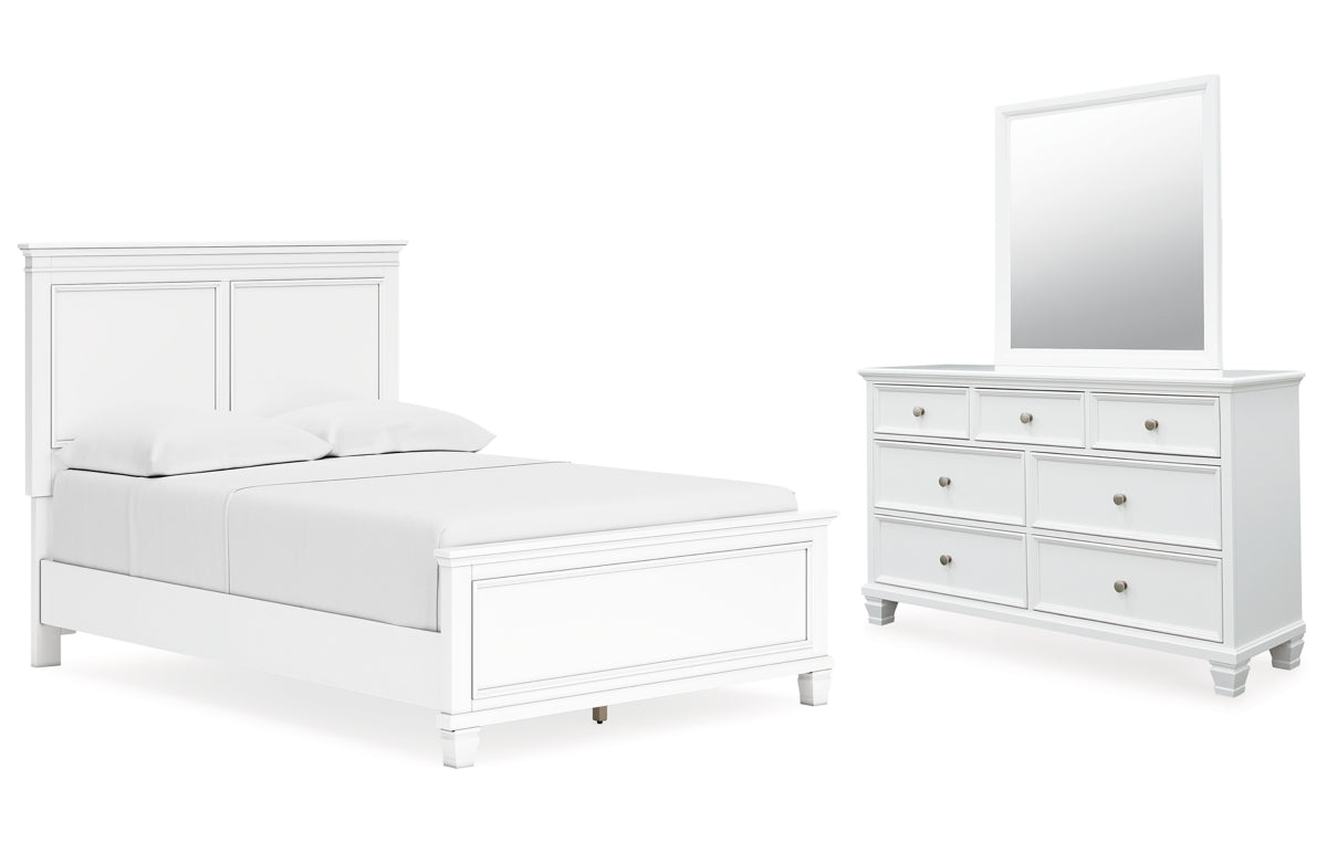 Fortman Full Panel Bed with Mirrored Dresser