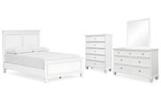 Fortman Full Panel Bed with Mirrored Dresser and Chest