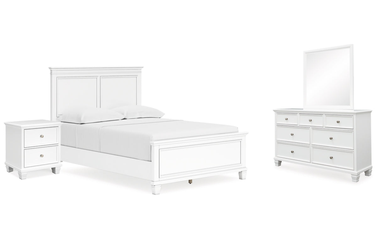 Fortman Full Panel Bed with Mirrored Dresser and Nightstand