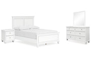 Fortman Full Panel Bed with Mirrored Dresser and Nightstand