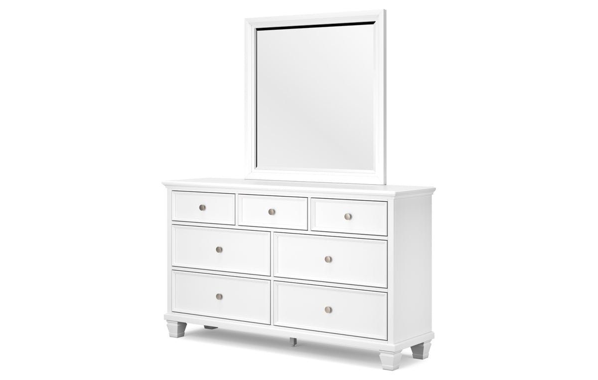 Fortman California King Panel Bed with Mirrored Dresser and Nightstand