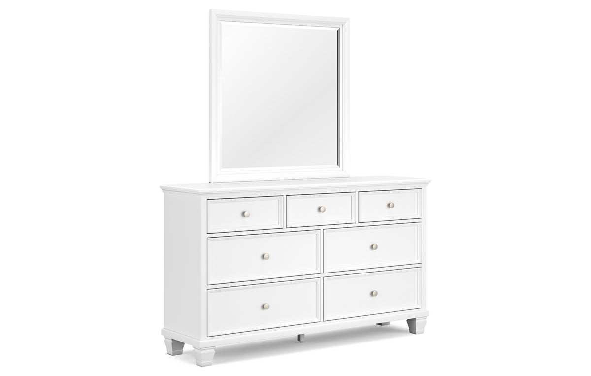 Fortman California King Panel Bed with Mirrored Dresser and Chest