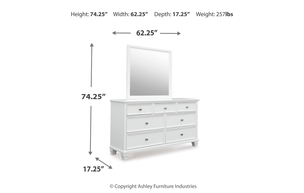 Fortman Queen Panel Storage Bed with Mirrored Dresser