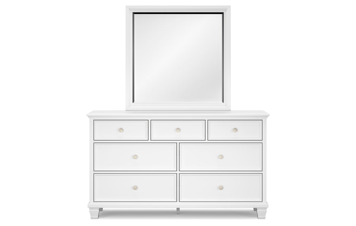 Fortman California King Panel Bed with Mirrored Dresser and Chest