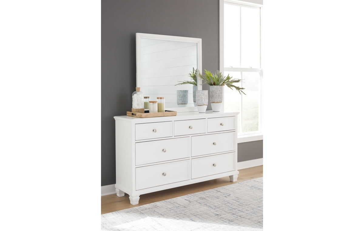 Fortman Queen Panel Bed with Mirrored Dresser, Chest and Nightstand