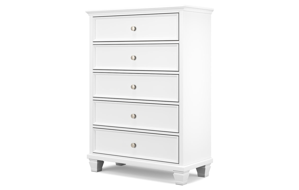 Fortman California King Panel Bed with Mirrored Dresser and Chest