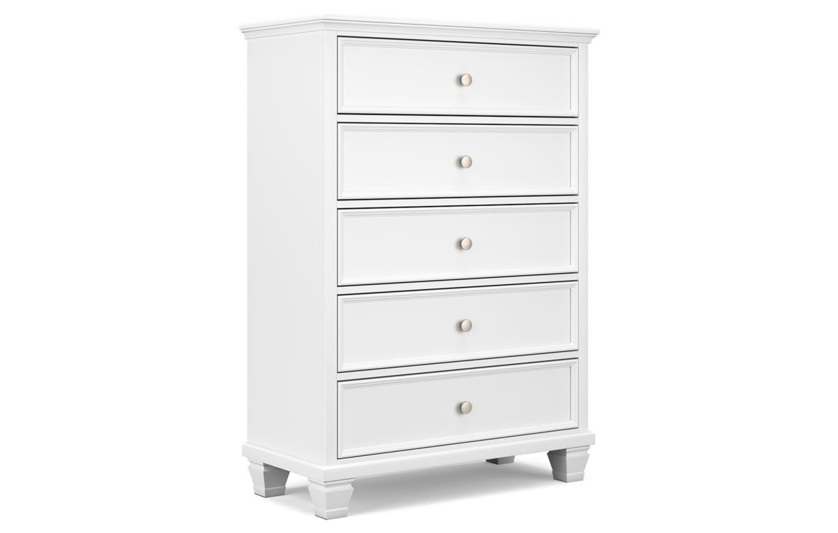 Fortman California King Panel Bed with Mirrored Dresser and Chest