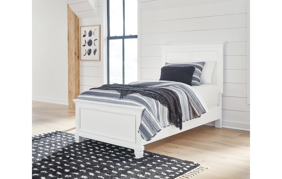 Fortman Twin Panel Bed with Mirrored Dresser and Nightstand