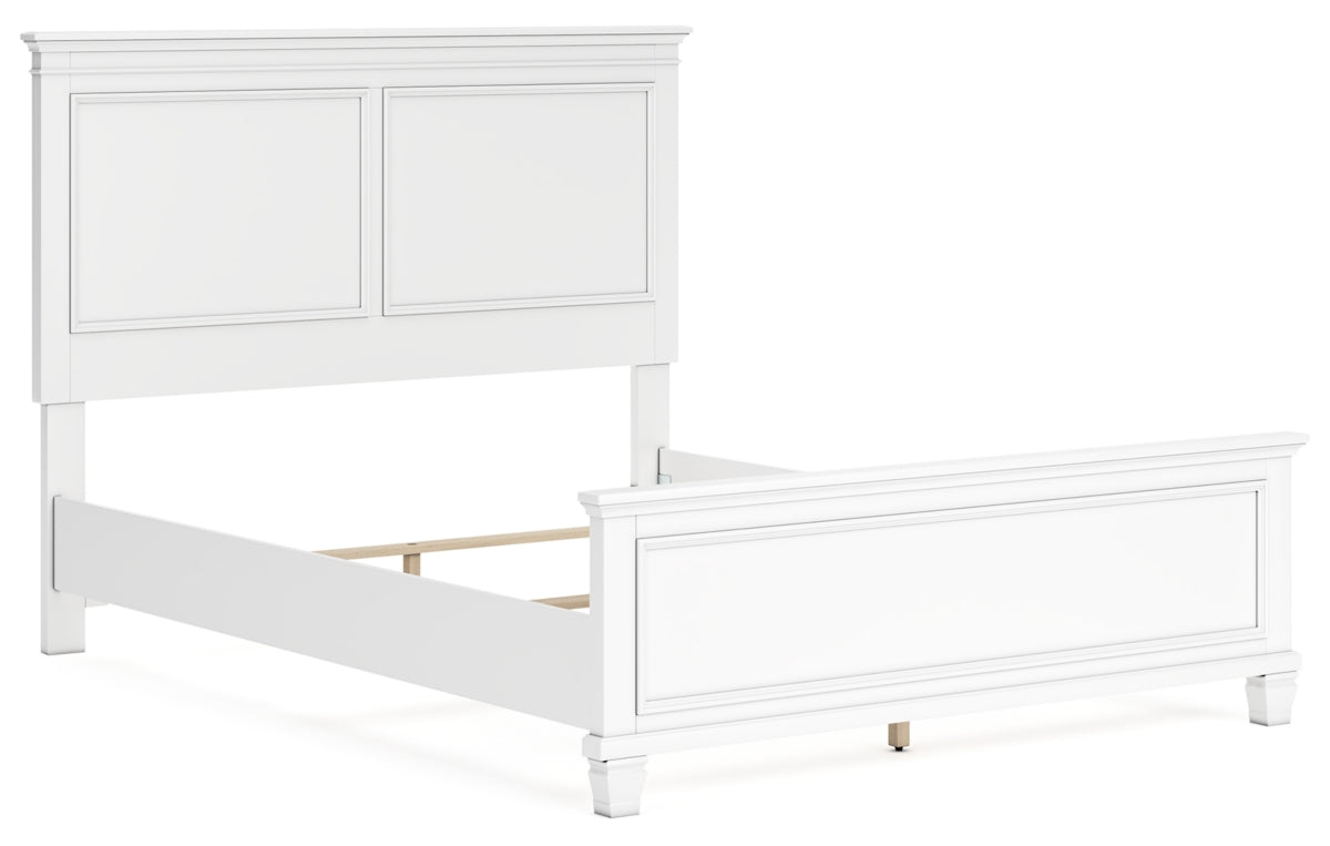 Fortman Queen Panel Bed with Mirrored Dresser, Chest and Nightstand