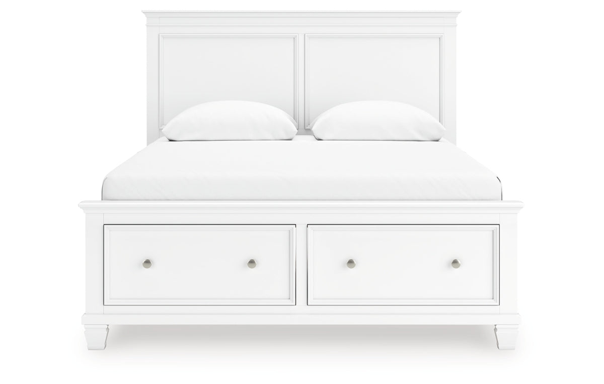 Fortman Queen Panel Storage Bed with Mirrored Dresser and Nightstand