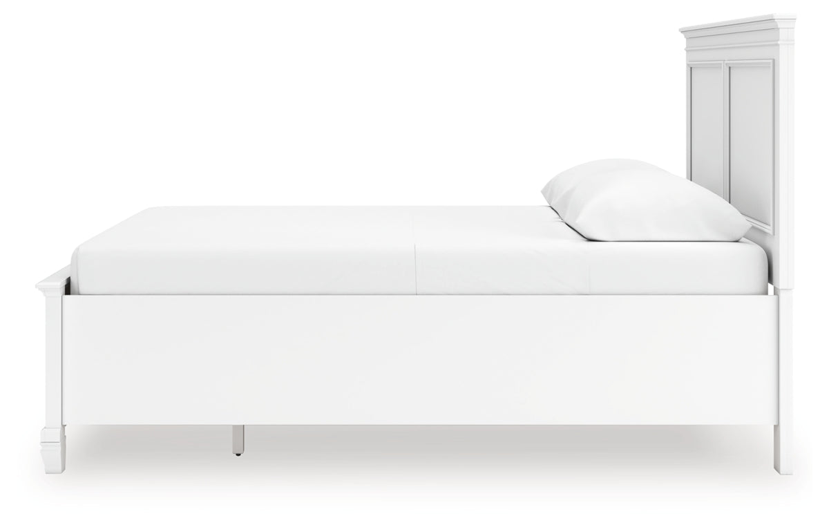Fortman Queen Panel Storage Bed with Mirrored Dresser and Nightstand