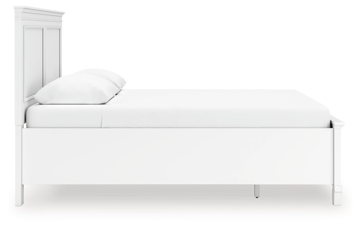 Fortman Queen Panel Storage Bed with Mirrored Dresser and Nightstand