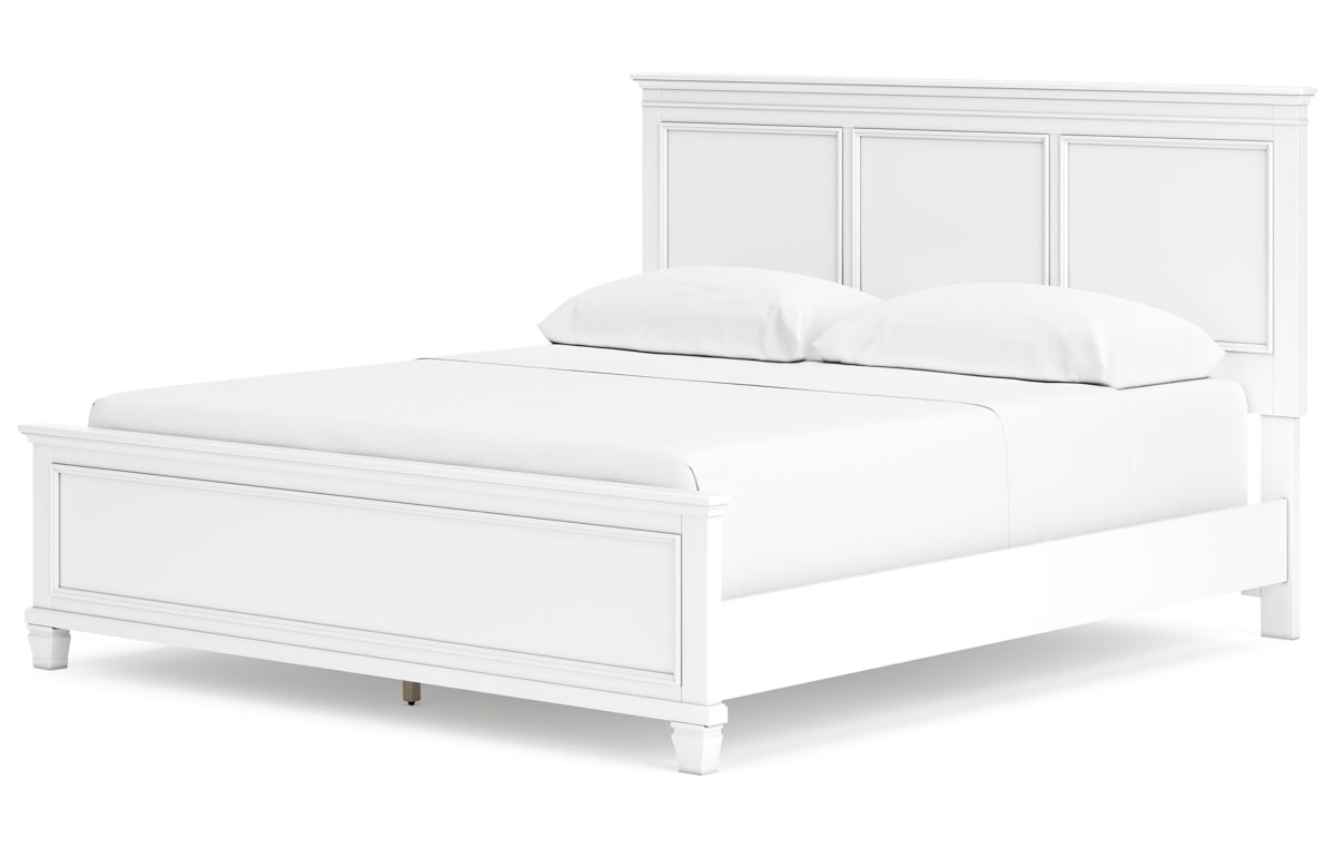 Fortman California King Panel Bed with Mirrored Dresser, Chest and Nightstand