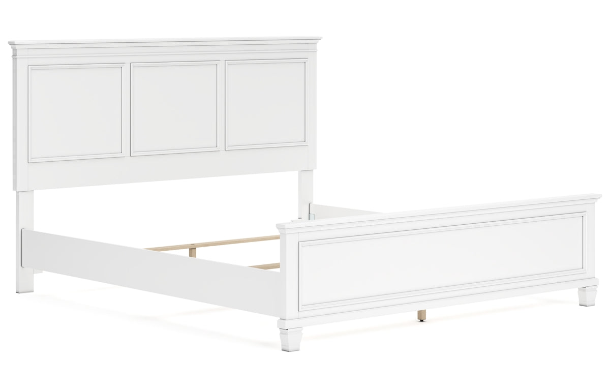 Fortman California King Panel Bed with Mirrored Dresser and Chest