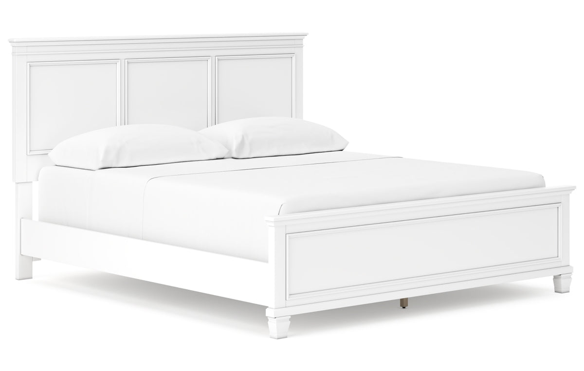 Fortman California King Panel Bed with Mirrored Dresser and Nightstand