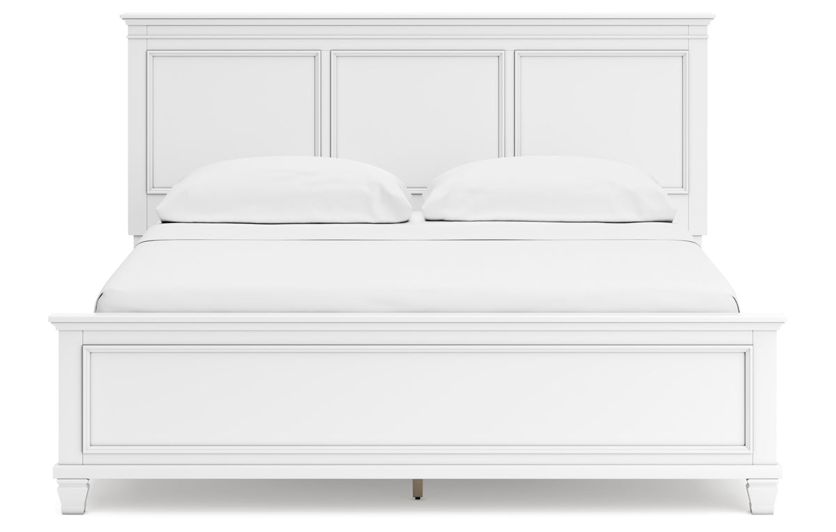 Fortman California King Panel Bed with Mirrored Dresser and Chest
