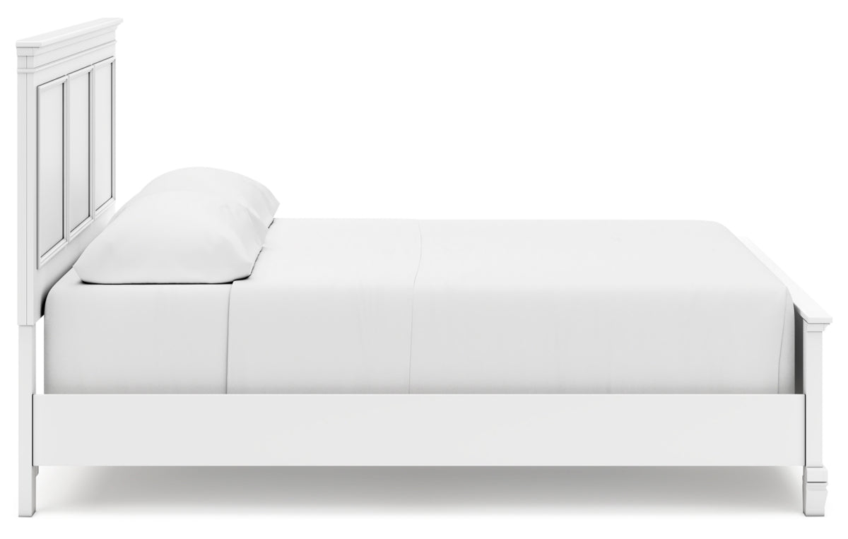 Fortman California King Panel Bed with Mirrored Dresser, Chest and Nightstand
