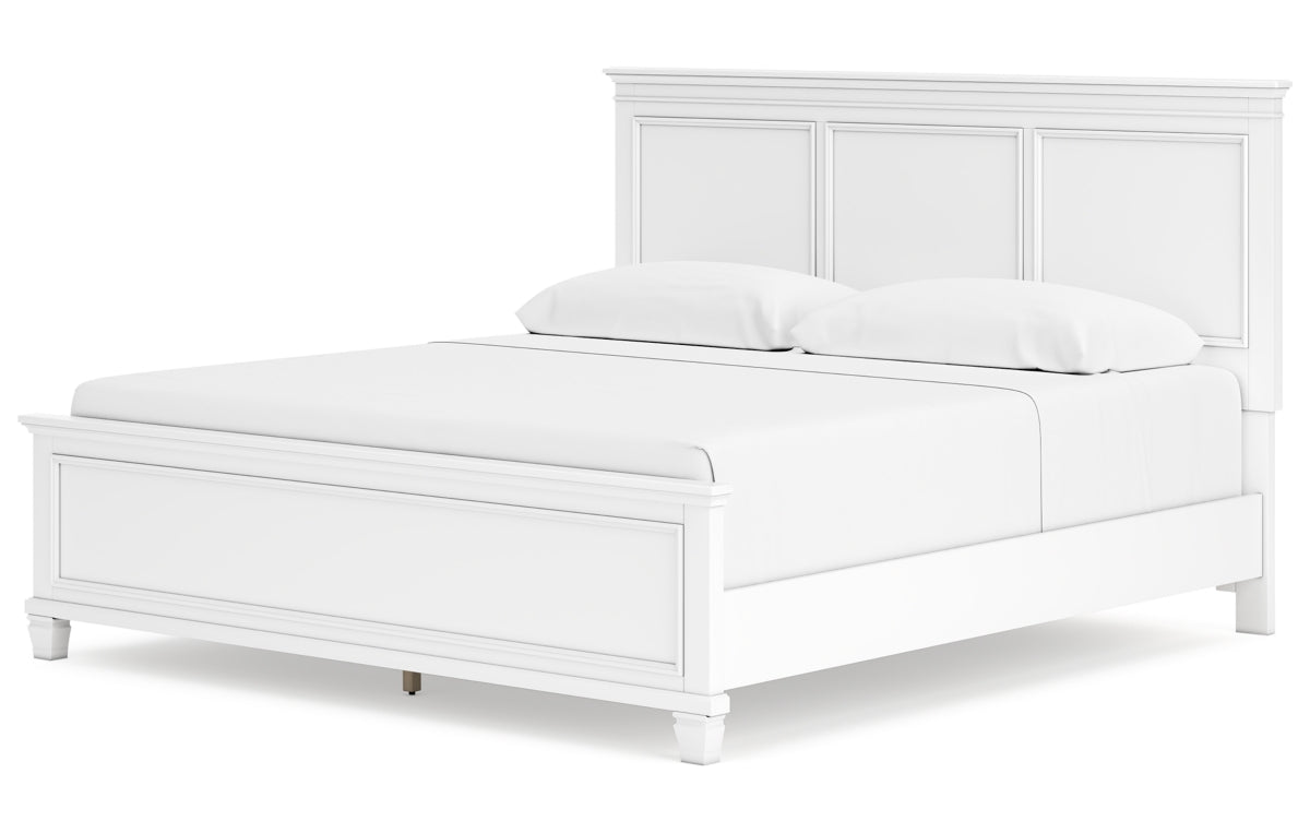 Fortman King Panel Bed with Mirrored Dresser and Chest