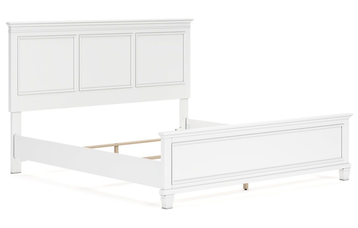 Fortman King Panel Bed with Mirrored Dresser
