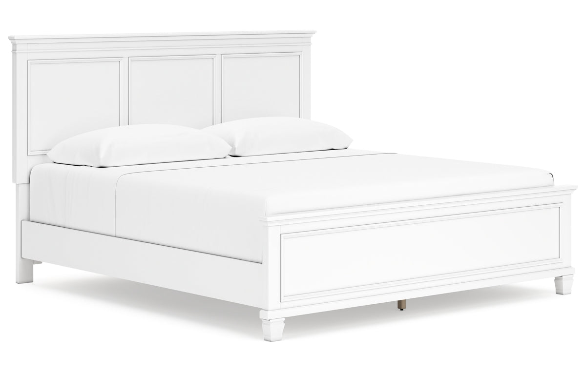 Fortman King Panel Bed with Mirrored Dresser, Chest and Nightstand