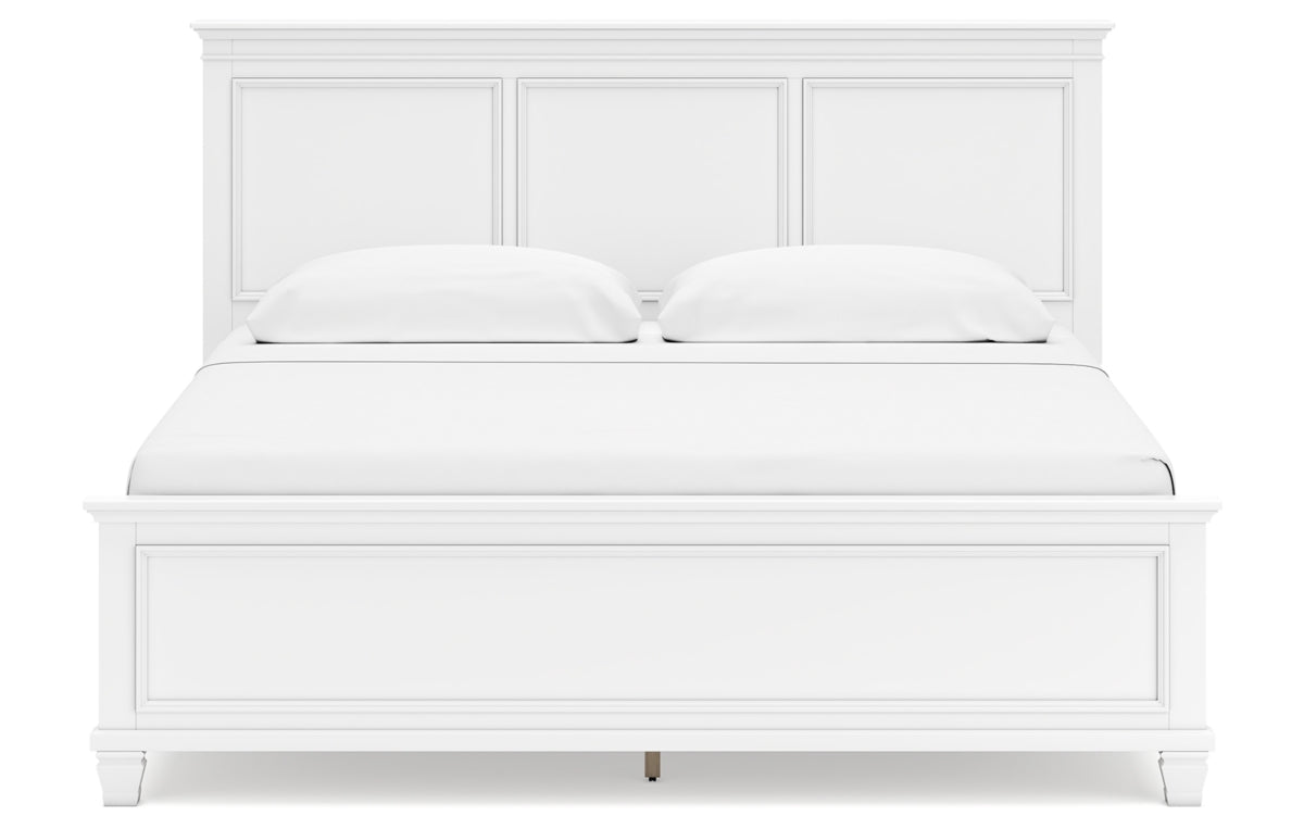 Fortman King Panel Bed with Mirrored Dresser and Chest
