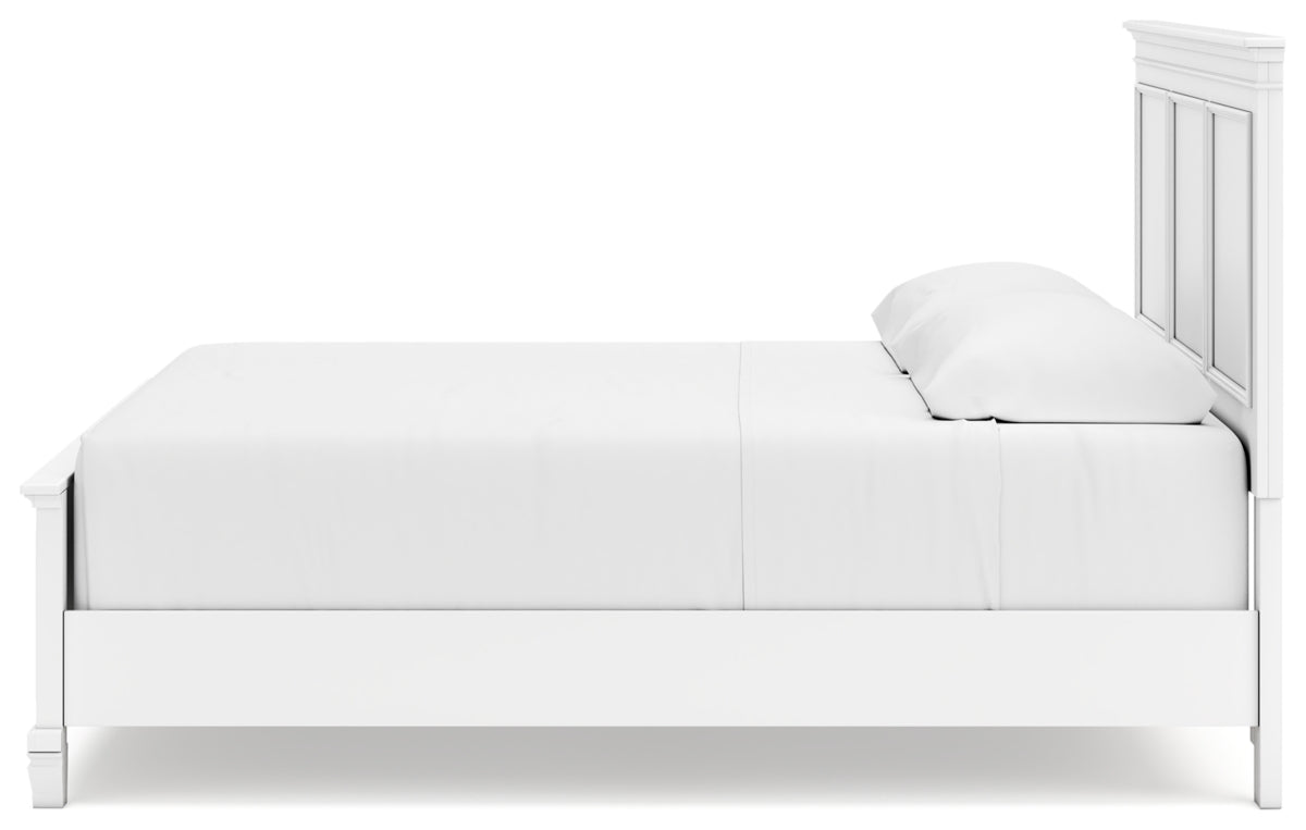 Fortman King Panel Bed with Mirrored Dresser and Nightstand