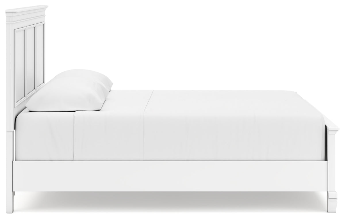 Fortman King Panel Bed with Mirrored Dresser, Chest and Nightstand