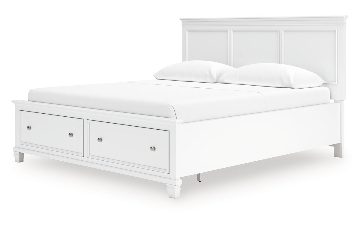 Fortman California King Panel Storage Bed, Dresser and Mirror