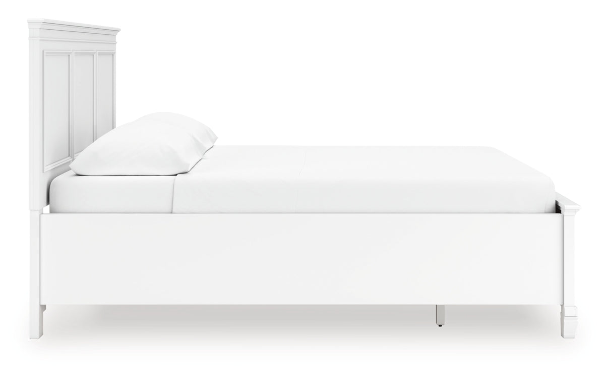 Fortman California King Panel Storage Bed, Dresser, Mirror and Nightstand