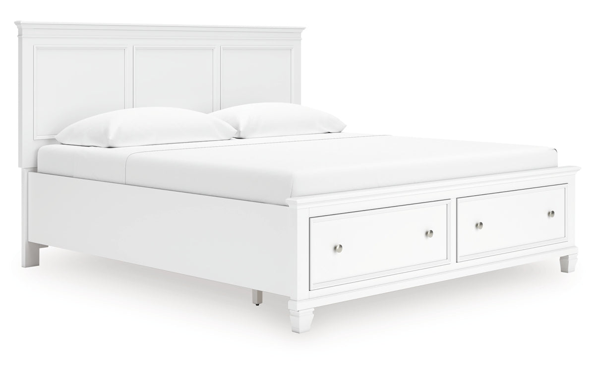 Fortman King Panel Storage Bed with Mirrored Dresser