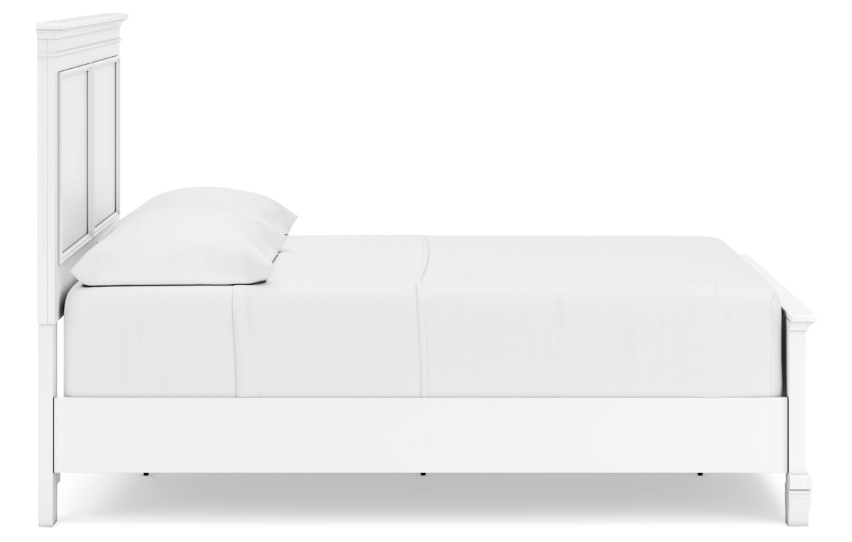 Fortman Full Panel Bed with Mirrored Dresser, Chest and Nightstand