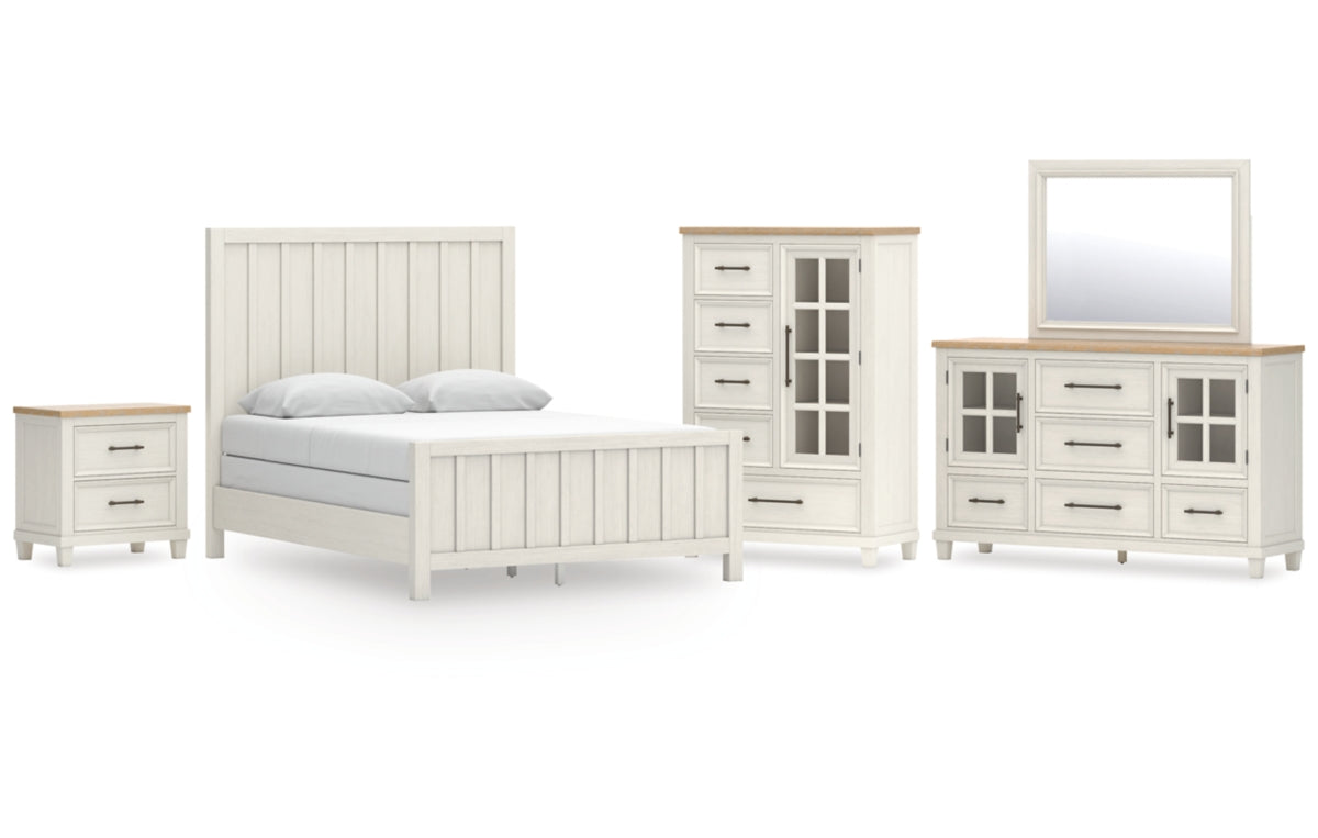 Shaybrock Queen Panel Bed with Mirrored Dresser, Chest and Nightstand