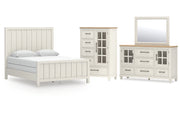 Shaybrock Queen Panel Bed with Mirrored Dresser and Chest