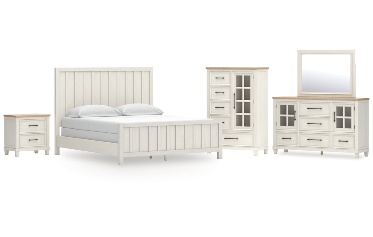 Shaybrock California King Panel Bed, Dresser, Mirror, Chest and Nightstand