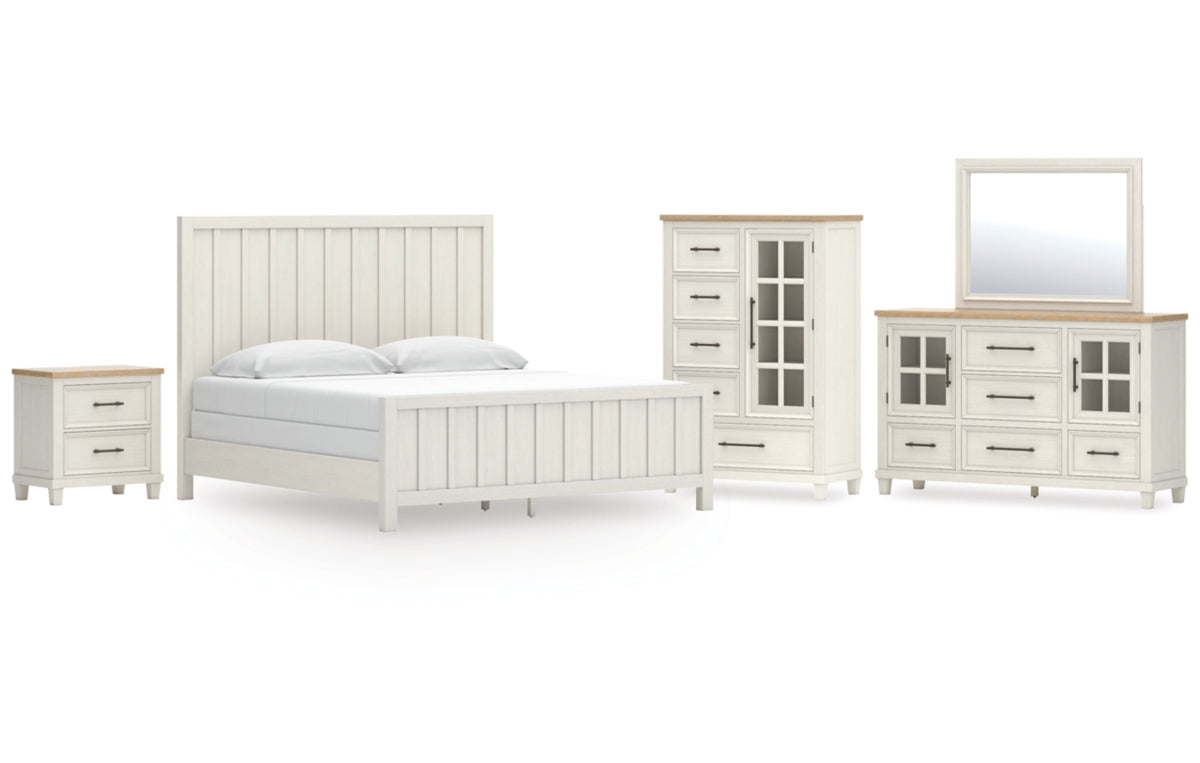 Shaybrock California King Panel Bed with Mirrored Dresser, Chest and Nightstand