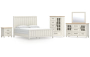 Shaybrock California King Panel Bed with Mirrored Dresser, Chest and Nightstand