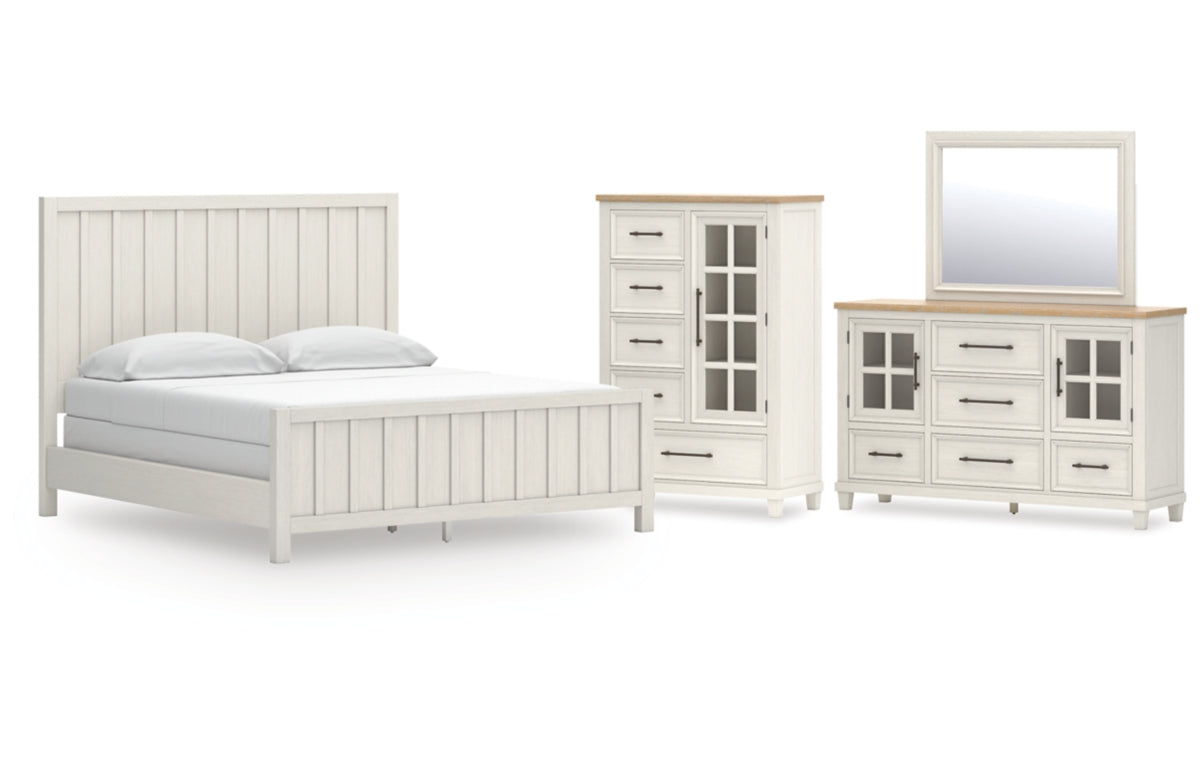 Shaybrock California King Panel Bed with Mirrored Dresser and Chest