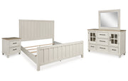 Shaybrock California King Panel Bed with Mirrored Dresser and Nightstand