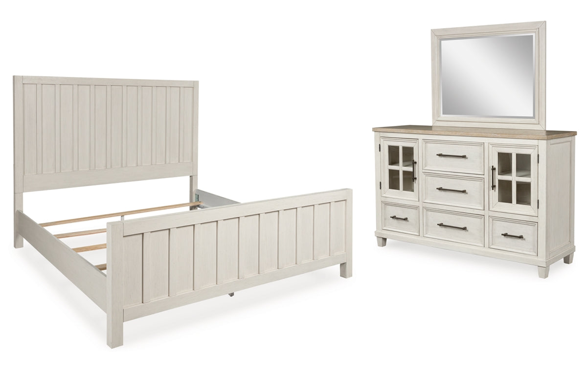 Shaybrock California King Panel Bed with Mirrored Dresser