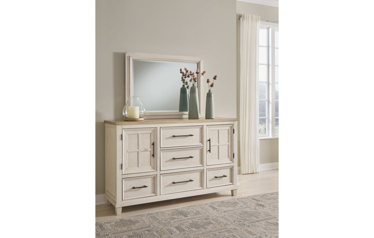 Shaybrock Queen Panel Bed with Mirrored Dresser, Chest and Nightstand