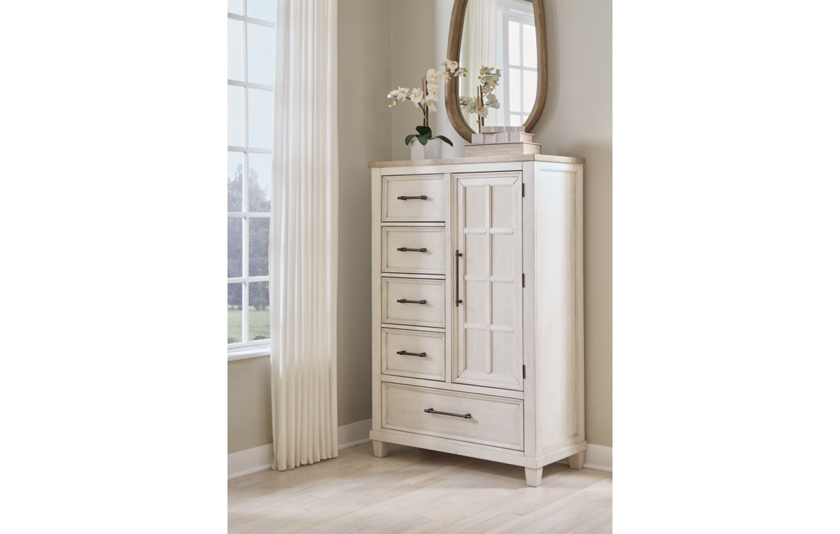 Shaybrock Queen Panel Bed with Mirrored Dresser, Chest and Nightstand