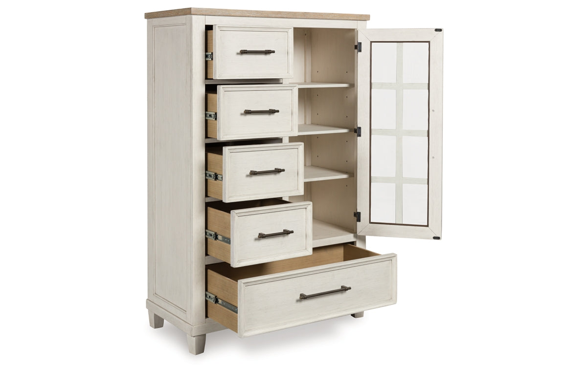 Shaybrock Queen Panel Bed with Mirrored Dresser, Chest and Nightstand