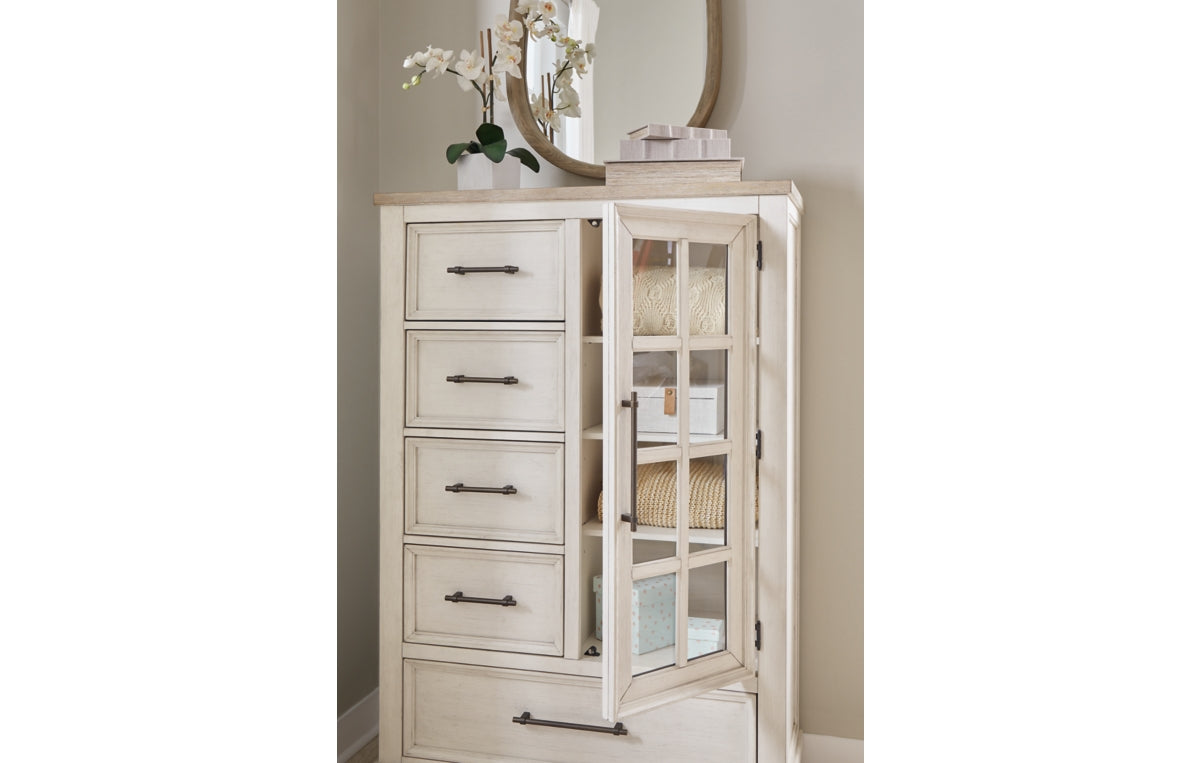Shaybrock Queen Panel Bed with Mirrored Dresser, Chest and Nightstand