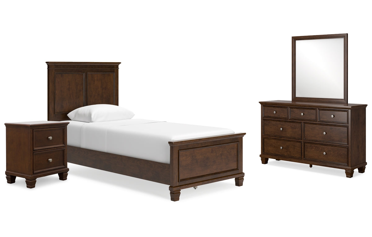 Danabrin Twin Panel Bed with Mirrored Dresser and Nightstand