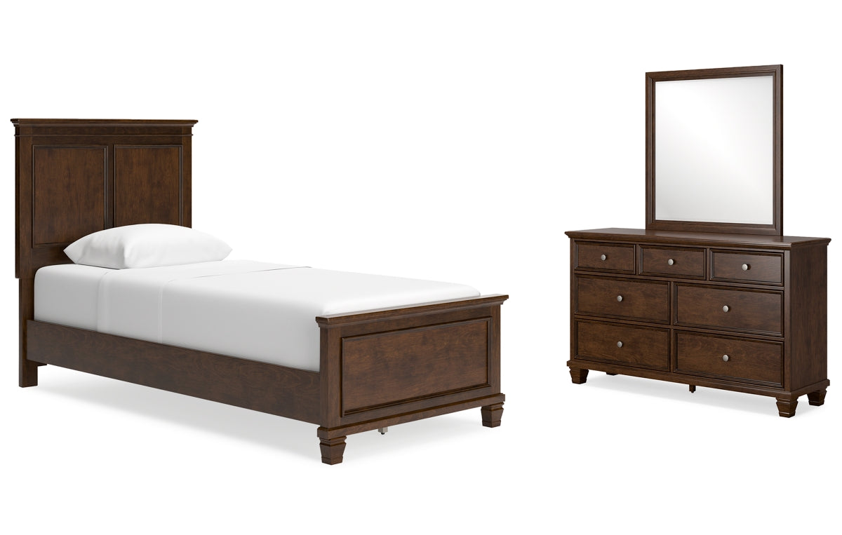 Danabrin Twin Panel Bed with Mirrored Dresser